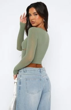 Not In My Plans Long Sleeve Top Khaki -Outlet The Lounge Vibe Store 02.06.2330668