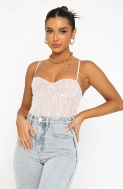 Keep Wishing Mesh Bodysuit White -Outlet The Lounge Vibe Store 02.08.22 226