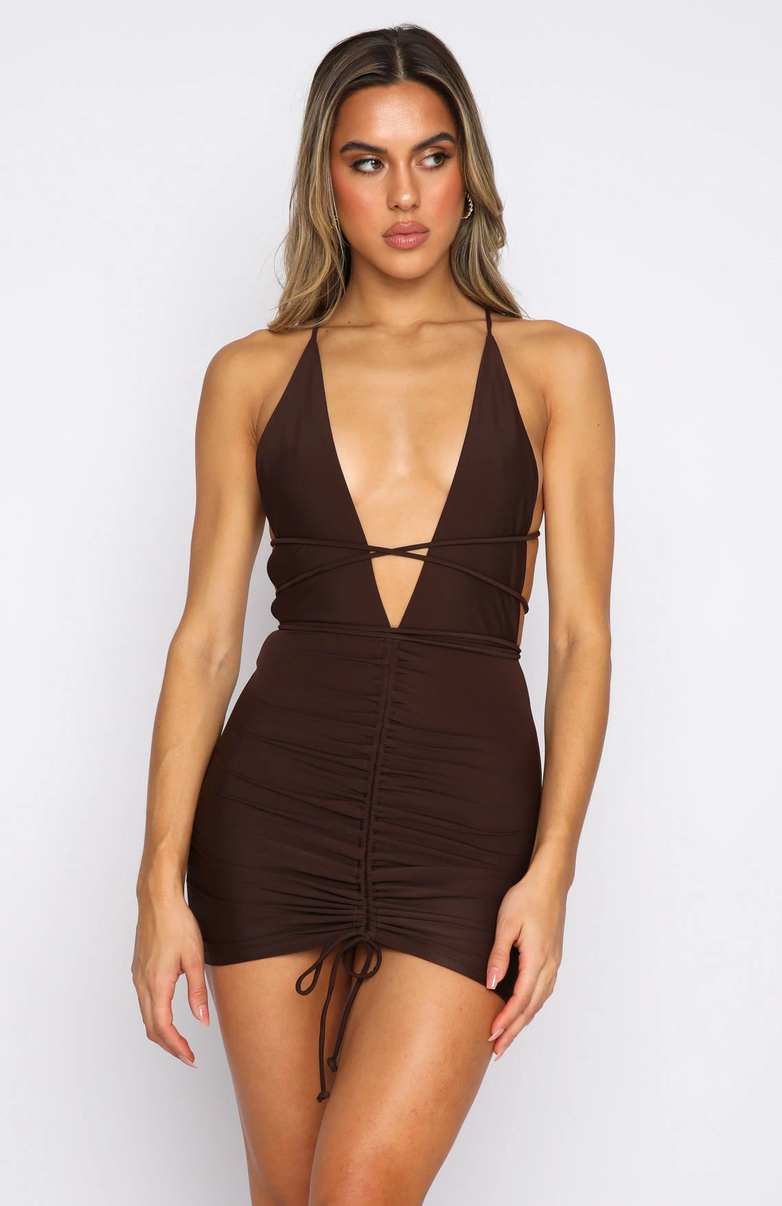 Call Me Later Mini Dress Chocolate 2 Call Me Later Mini Dress Chocolate - Image 2