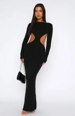 As It Was Long Sleeve Maxi Dress Black -Outlet The Lounge Vibe Store 04.05.2327137
