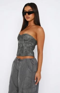 I'm Back Baby PU Bustier Grey -Outlet The Lounge Vibe Store 04.05.2327437