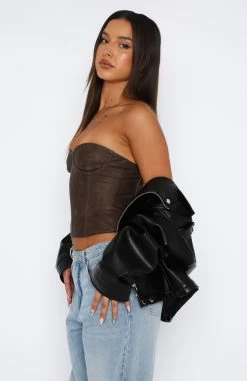 I'm Back Baby PU Bustier Chocolate -Outlet The Lounge Vibe Store 04.05.2327521
