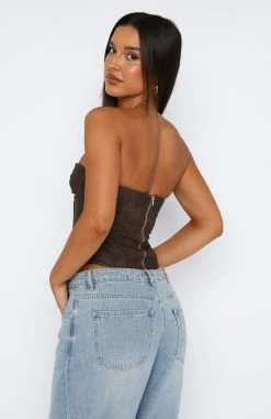 I'm Back Baby PU Bustier Chocolate -Outlet The Lounge Vibe Store 04.05.2327524