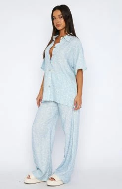 Need A Recap Pants Soft Blue Floral Sketch -Outlet The Lounge Vibe Store 04.05.2327728