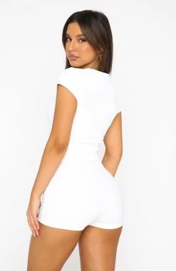 Take Me There Ribbed Baby Tee White -Outlet The Lounge Vibe Store 04.08.22 463