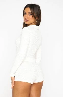 No Matter What Long Sleeve Terry Top White -Outlet The Lounge Vibe Store 04.08.22 682