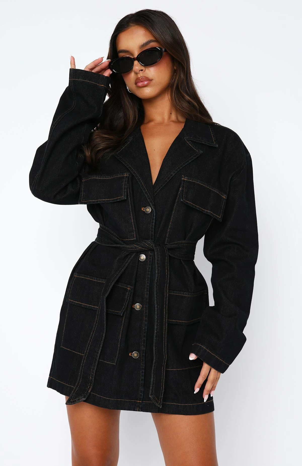 Sweet Moments Long Sleeve Denim Dress Indigo Wash 2 Sweet Moments Long Sleeve Denim Dress Indigo Wash - Image 2