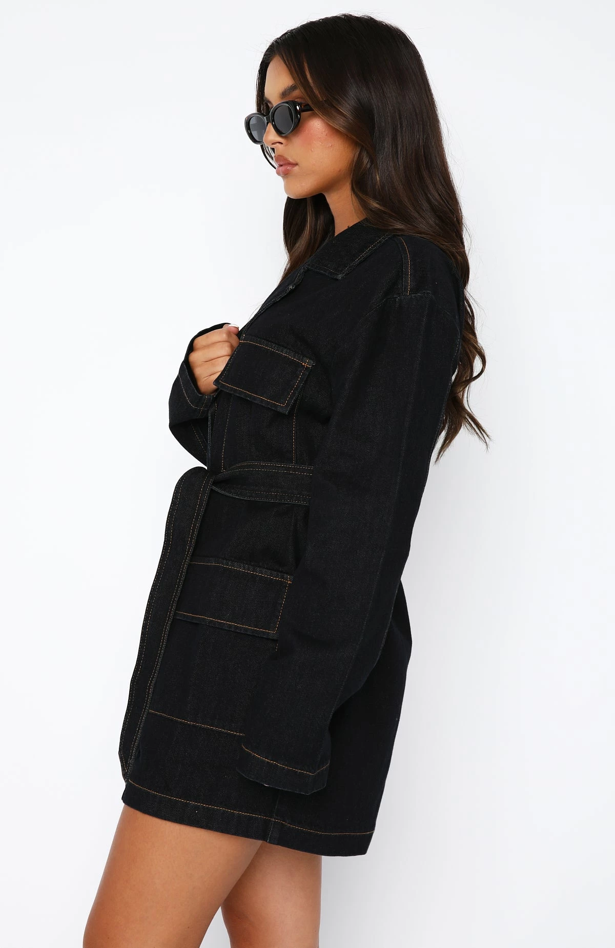 Sweet Moments Long Sleeve Denim Dress Indigo Wash 3 Sweet Moments Long Sleeve Denim Dress Indigo Wash - Image 3