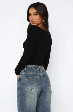 Bring It Down Long Sleeve Top Black -Outlet The Lounge Vibe Store 04.08.2345371