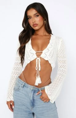 When You Know Long Sleeve Crochet Top White -Outlet The Lounge Vibe Store 04.08.2345593