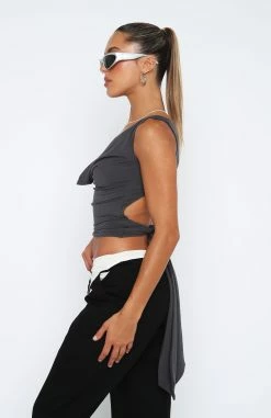 All Me Tie Back Top Charcoal 7 All Me Tie Back Top Charcoal -Outlet The Lounge Vibe Store 05.01.223005