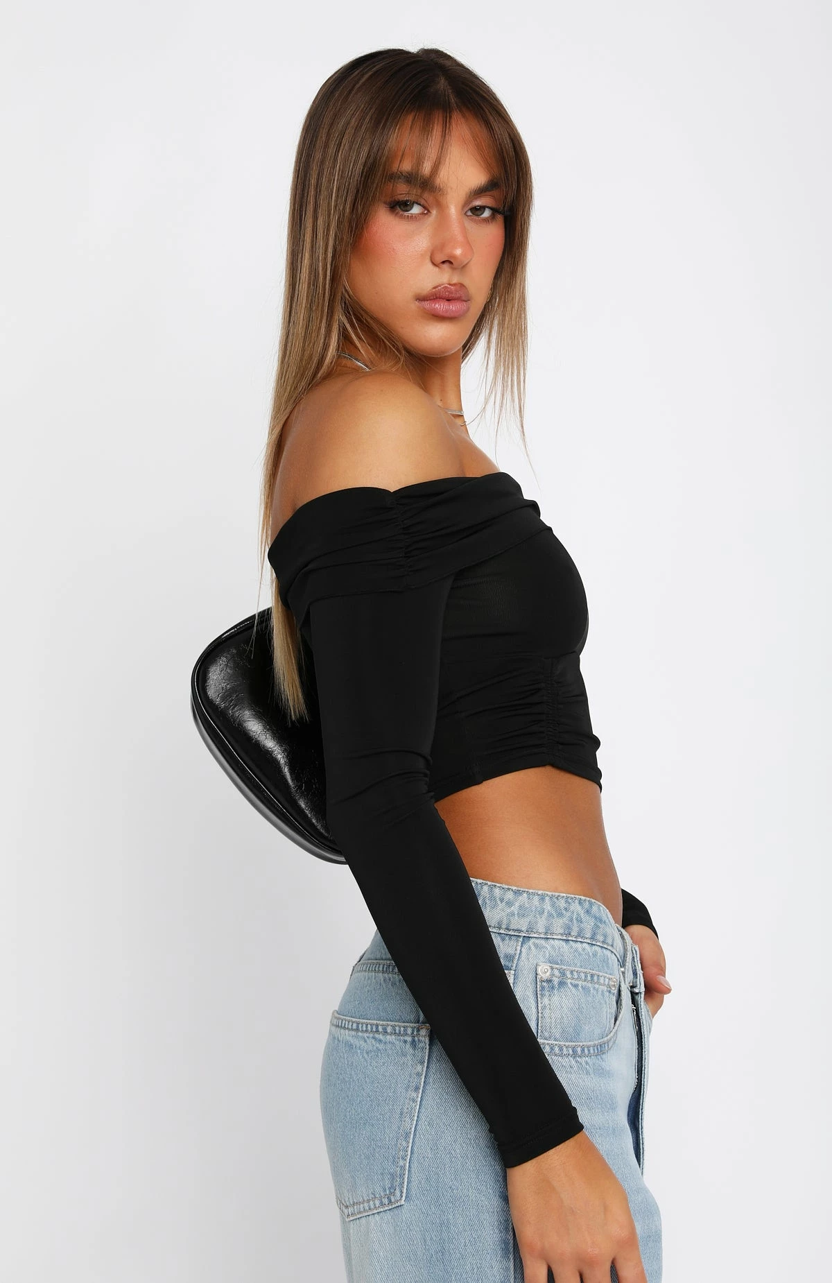Not Alone Long Sleeve Crop Black 3 Not Alone Long Sleeve Crop Black - Image 3
