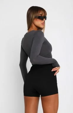 Only For Tonight Long Sleeve Top Charcoal -Outlet The Lounge Vibe Store 05.04.2323939