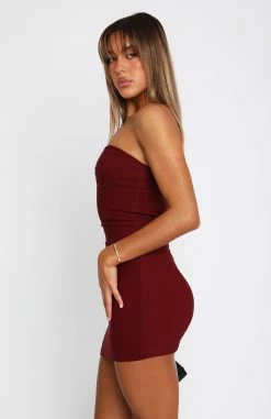 Switch Over Strapless Mini Dress Wine -Outlet The Lounge Vibe Store 05.04.2324223