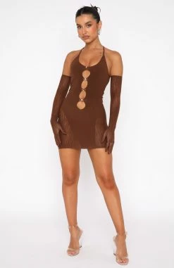 Link Up Mini Dress Chocolate -Outlet The Lounge Vibe Store 07.07.22 435