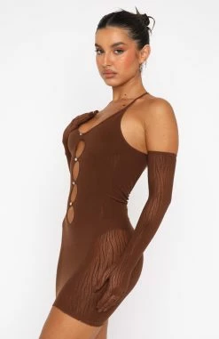 Link Up Mini Dress Chocolate -Outlet The Lounge Vibe Store 07.07.22 450