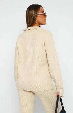 Let's Get Cosy Knit Sweater Beige -Outlet The Lounge Vibe Store 07.07.230352