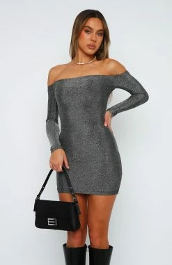 Won't Get Over You Long Sleeve Mini Dress Silver -Outlet The Lounge Vibe Store 07.07.2324601