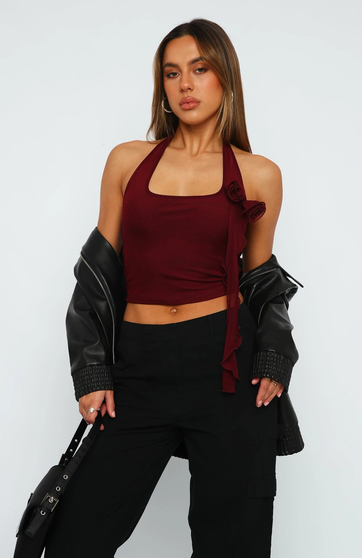 Text Me Back Crop Wine 2 Text Me Back Crop Wine - Image 2