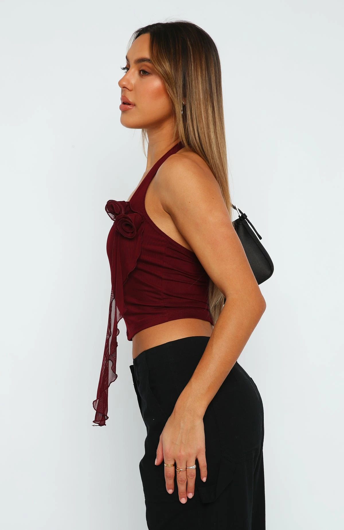 Text Me Back Crop Wine 3 Text Me Back Crop Wine - Image 3