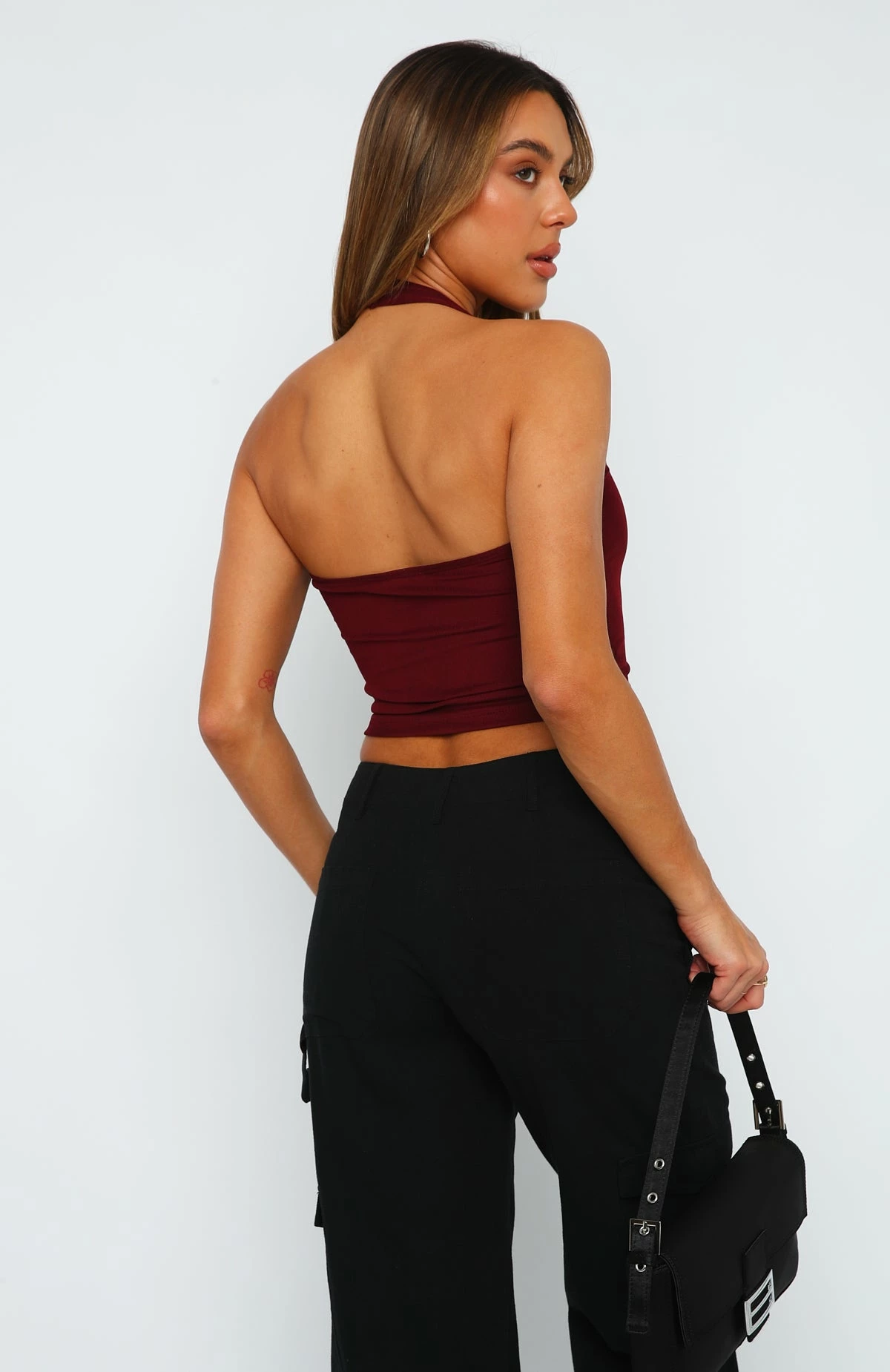 Text Me Back Crop Wine 4 Text Me Back Crop Wine - Image 4