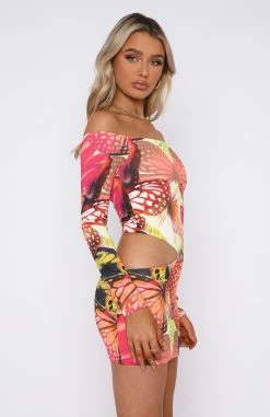 City Girl Long Sleeve Mini Dress Sunset Monarch -Outlet The Lounge Vibe Store 07.10.225896