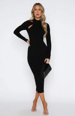 She Is The Moment Midi Dress Black -Outlet The Lounge Vibe Store 08.06.2332406