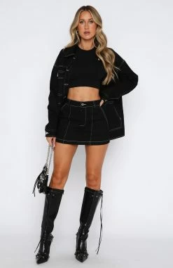 Lesson Learned Mini Skirt Dark Charcoal -Outlet The Lounge Vibe Store 08.06.2332629