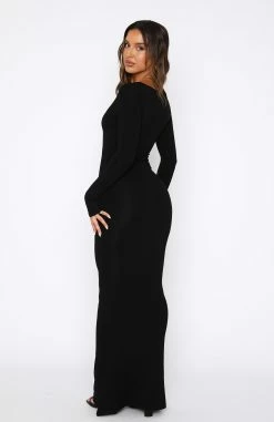 Get My Attention Long Sleeve Maxi Dress Black -Outlet The Lounge Vibe Store 08.12.2217369