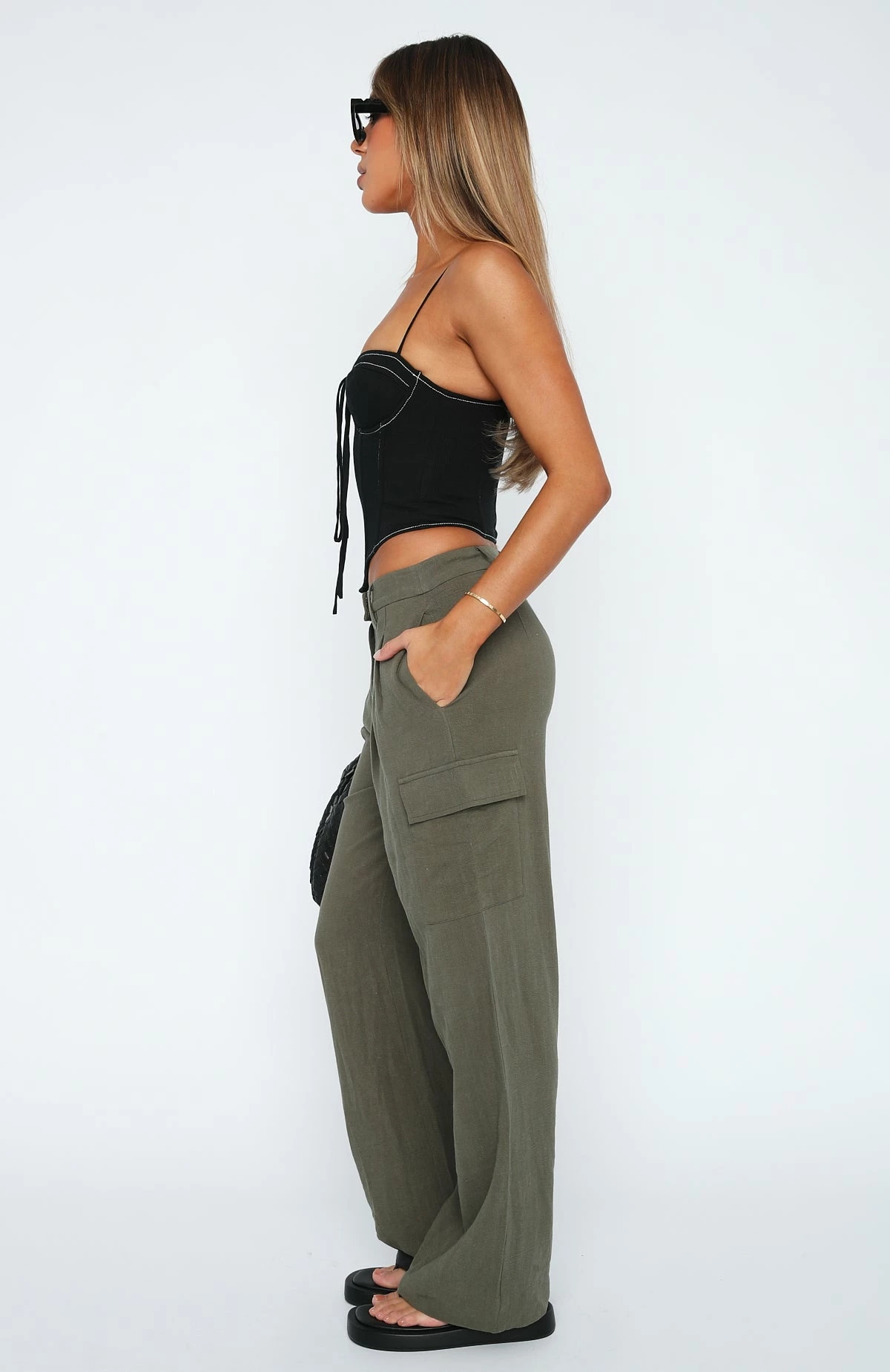 Who Do You Think You Are Linen Pants Khaki 3 Who Do You Think You Are Linen Pants Khaki - Image 3
