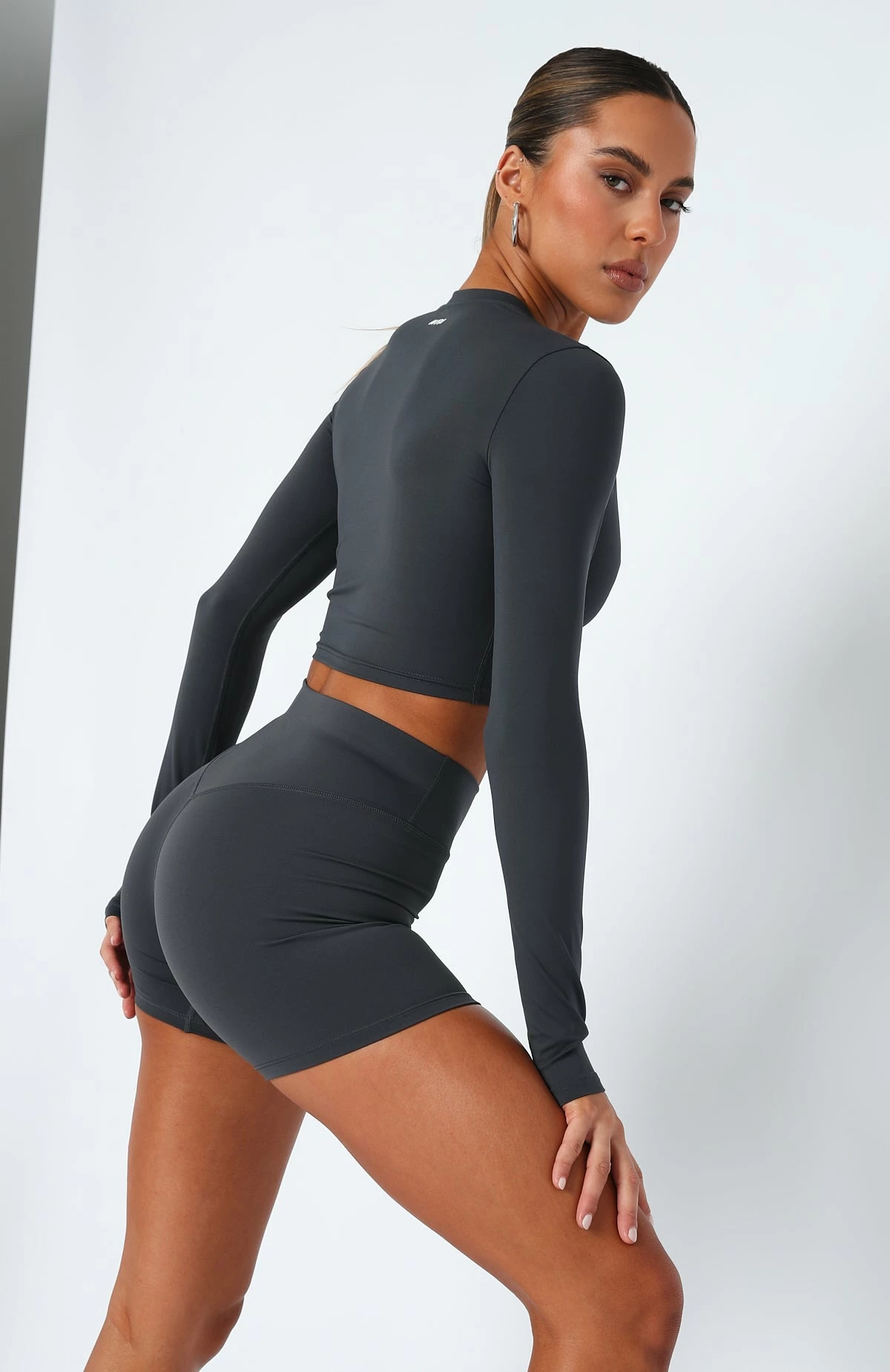 Always A Winner High Waisted Shorts Charcoal 4 Always A Winner High Waisted Shorts Charcoal - Image 4