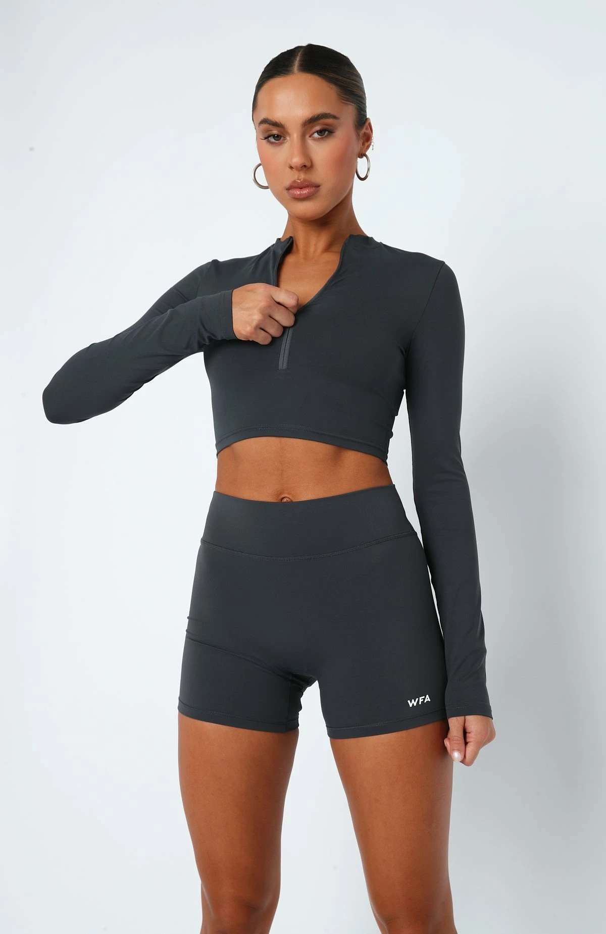 Always A Winner High Waisted Shorts Charcoal 2 Always A Winner High Waisted Shorts Charcoal - Image 2