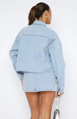 Only Want To Be With You Denim Jacket Light Blue Wash -Outlet The Lounge Vibe Store 11.08.2347635