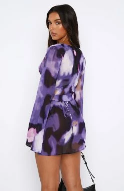 All We Wanted Long Sleeve Mini Dress Violet Blur -Outlet The Lounge Vibe Store 11.08.2348207