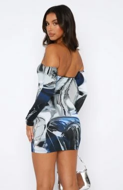 Bad Reputation Long Sleeve Mini Dress Mechanical Blue -Outlet The Lounge Vibe Store 11.08.2348426