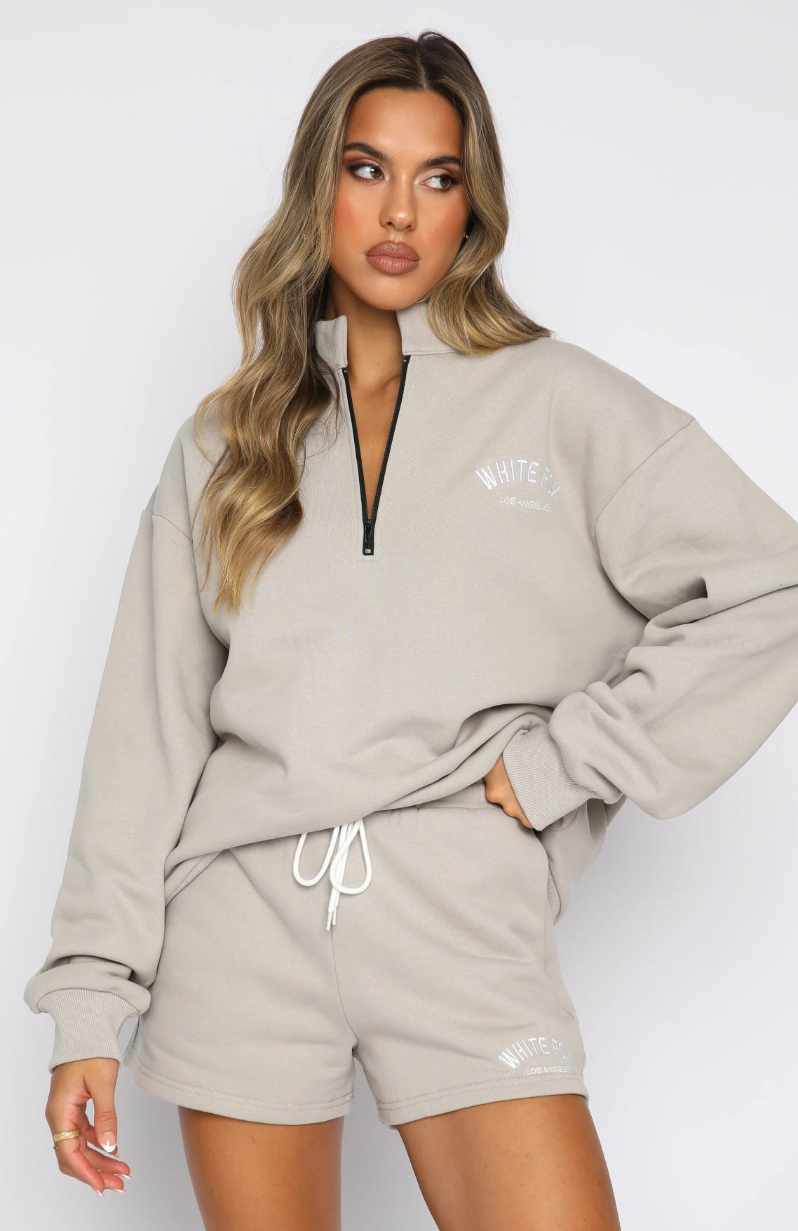 The Highest Demand Zip Front Sweater Taupe 2 The Highest Demand Zip Front Sweater Taupe - Image 2