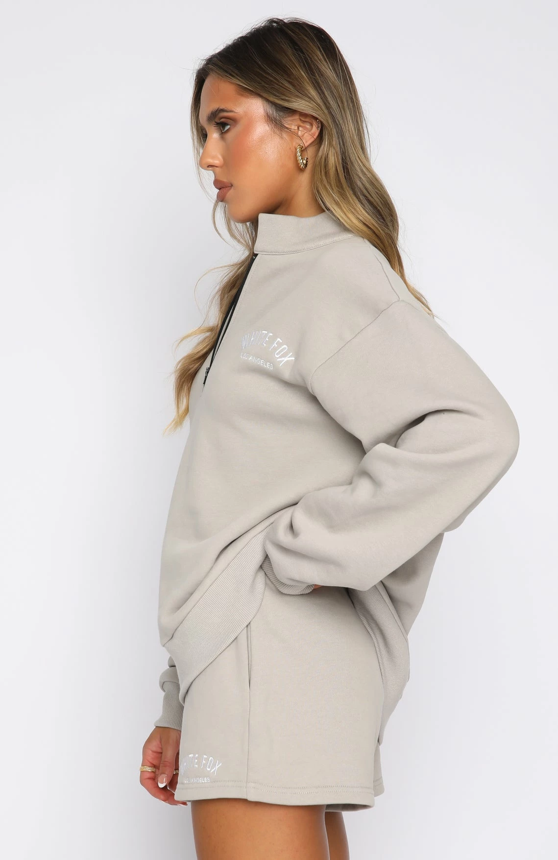 The Highest Demand Zip Front Sweater Taupe 3 The Highest Demand Zip Front Sweater Taupe - Image 3