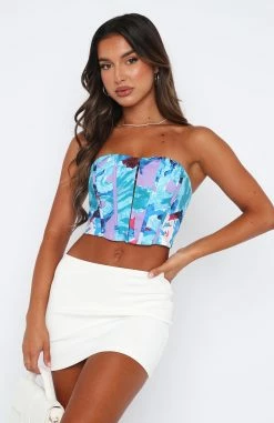 Fly Away Corset Blue Print -Outlet The Lounge Vibe Store 12.01.234302