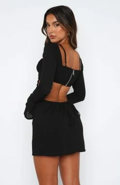 Please Hold Long Sleeve Mini Dress Black -Outlet The Lounge Vibe Store 12.01.234930