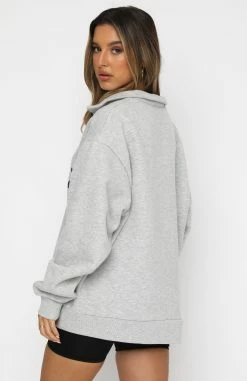 High Standard Zip Front Sweater Grey Marle -Outlet The Lounge Vibe Store 13.05.21 728