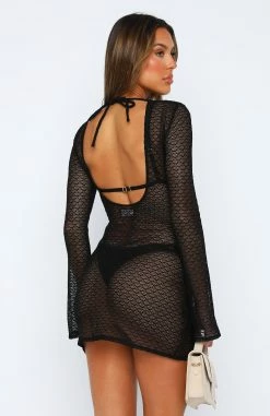 With Me Long Sleeve Mini Dress Black -Outlet The Lounge Vibe Store 14.07.23 0389