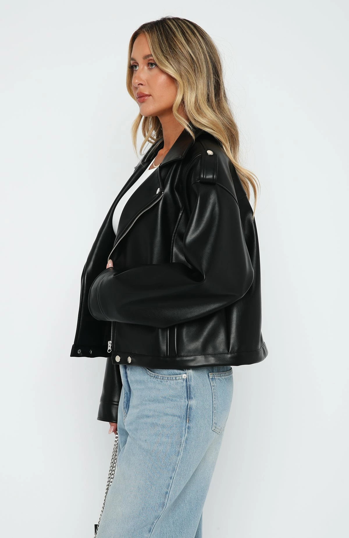 City Is Mine PU Biker Jacket Black 4 City Is Mine PU Biker Jacket Black - Image 4
