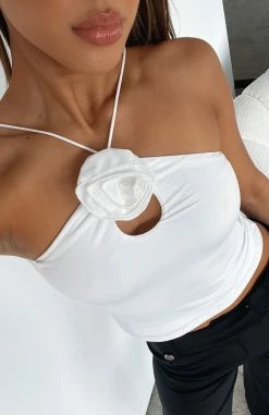 Big Decisions Rosette Top White