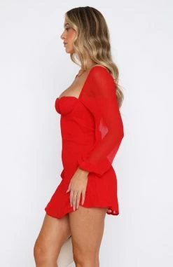 Perfect Moment Long Sleeve Mini Dress Red -Outlet The Lounge Vibe Store 15.06.2333220