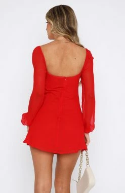 Perfect Moment Long Sleeve Mini Dress Red -Outlet The Lounge Vibe Store 15.06.2333228