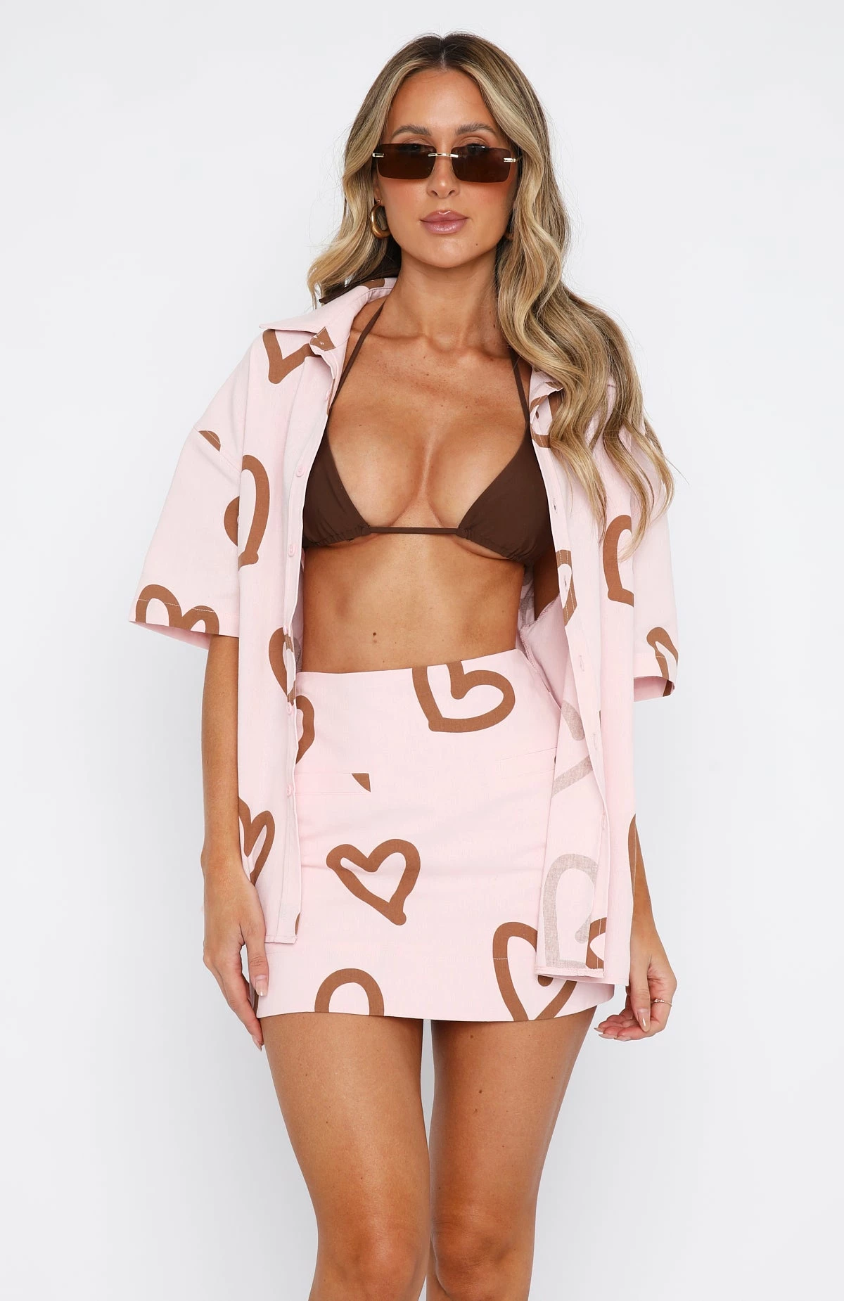 Work On It Mini Skirt Baby Pink Love Heart 2 Work On It Mini Skirt Baby Pink Love Heart - Image 2