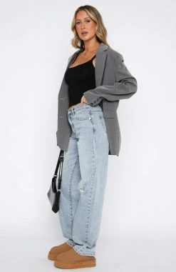 No Longer Yours Low Rise Straight Leg Jeans Vintage Mid Blue -Outlet The Lounge Vibe Store 15.06.2333785