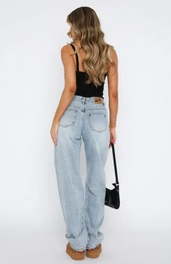 No Longer Yours Low Rise Straight Leg Jeans Vintage Mid Blue -Outlet The Lounge Vibe Store 15.06.2333792