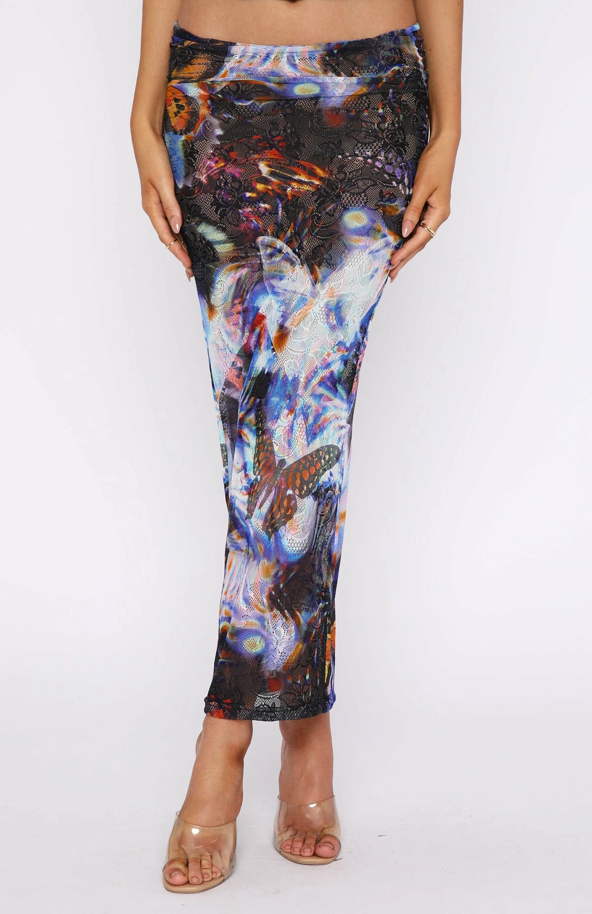 Shaken Up Lace Maxi Skirt Blue Butterfly 2 Shaken Up Lace Maxi Skirt Blue Butterfly - Image 2