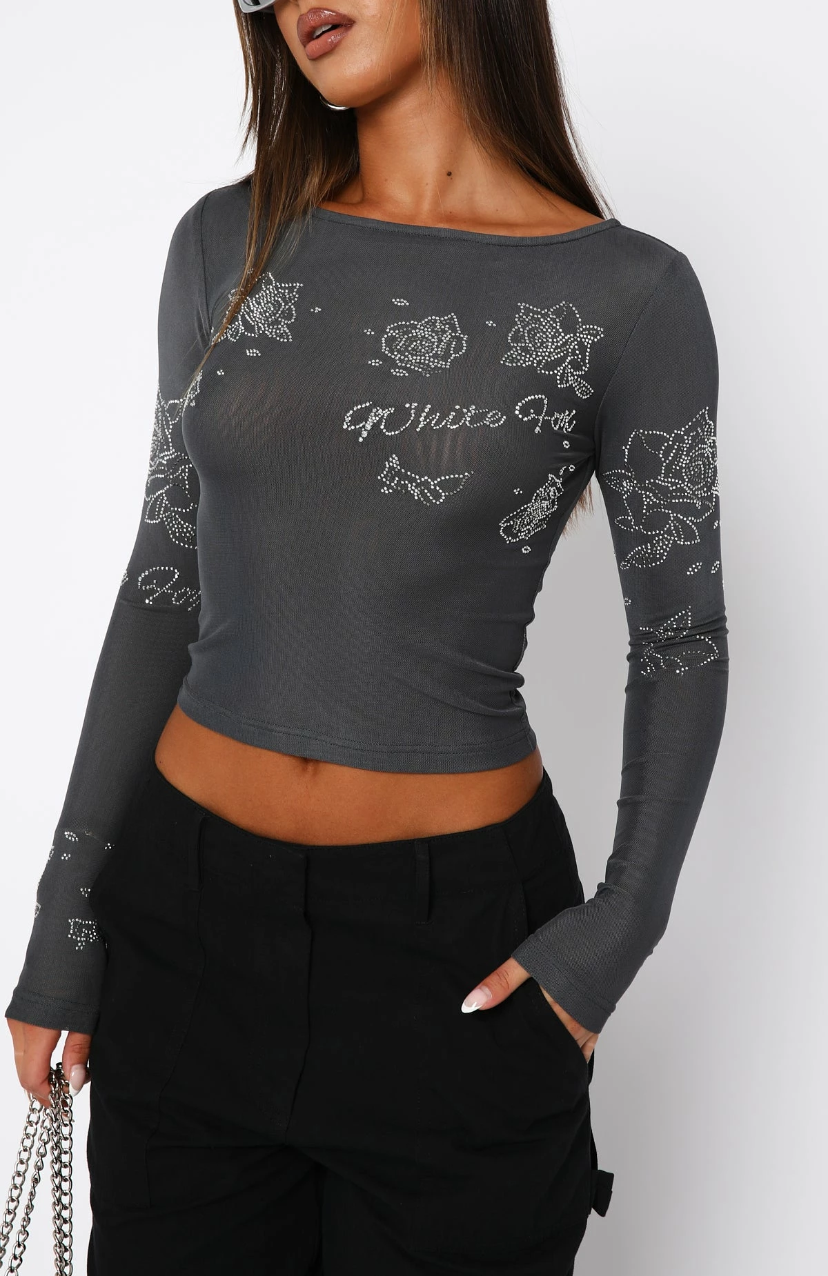 Headstrong Long Sleeve Top Charcoal 2 Headstrong Long Sleeve Top Charcoal - Image 2